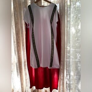 Mark Anthony Costume - White and Red Tunic with Black Belt and Gold Wrist Bands